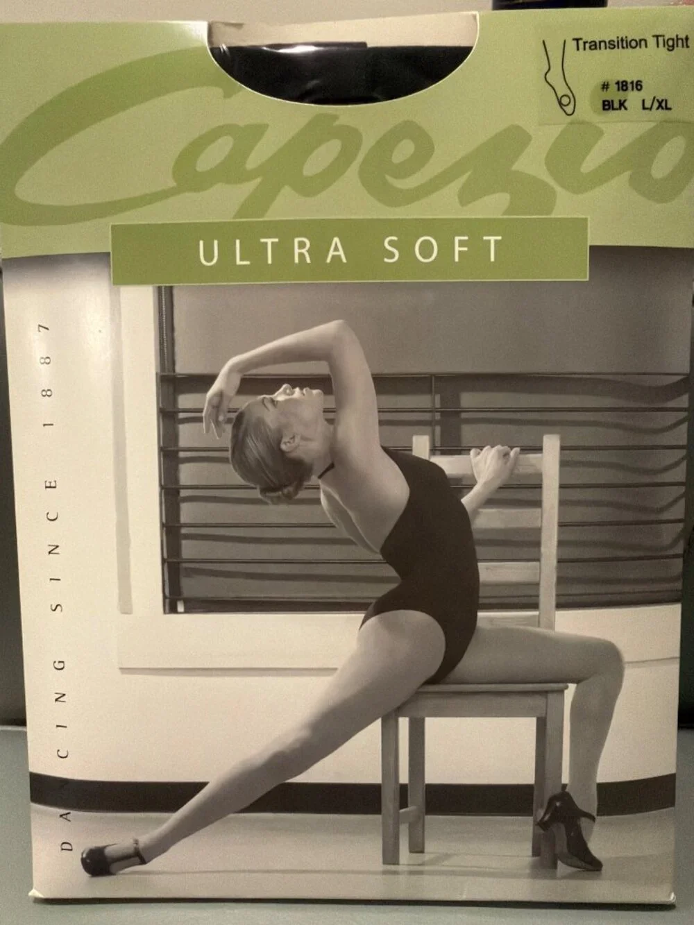 Capezio Ultra Soft Transition Tight #1816 Black L/XL Matte Semi-Opaque Dancewear